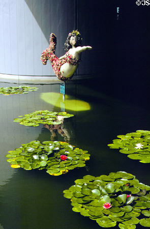 Lily pond with mermaid at Nauticus National Maritime Center. Norfolk, VA.