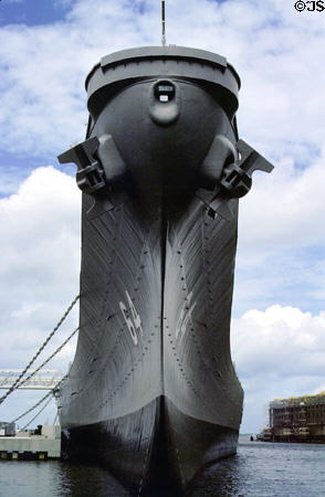 Bow of Battleship Wisconsin at Hampton Road Naval Museum. Norfolk, VA.