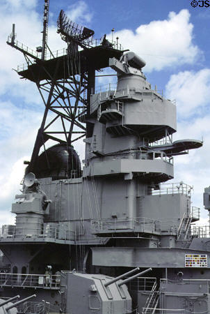 Main tower of Battleship Wisconsin at Hampton Road Naval Museum. Norfolk, VA.