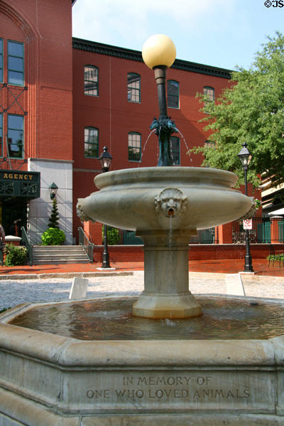 Shockoe Slip Historic District fountain (1905) in Renaissance style with octagonal base. Richmond, VA.