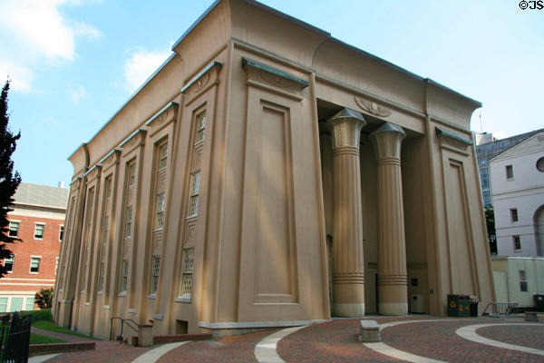 Egyptian Building (1846) (College & Marshall). Richmond, VA. Style: Egyptian Revival. Architect: Thomas S. Stewart. On National Register.