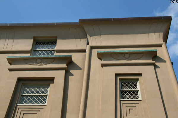 Facade details of Stewart's Egyptian Building. Richmond, VA.