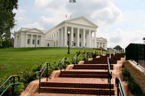 Steps up Virginia State Capitol Square. Richmond, VA.