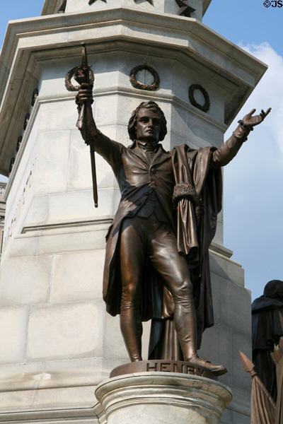 Patrick Henry (orator) statue on George Washington monument at Virginia State Capitol. Richmond, VA.