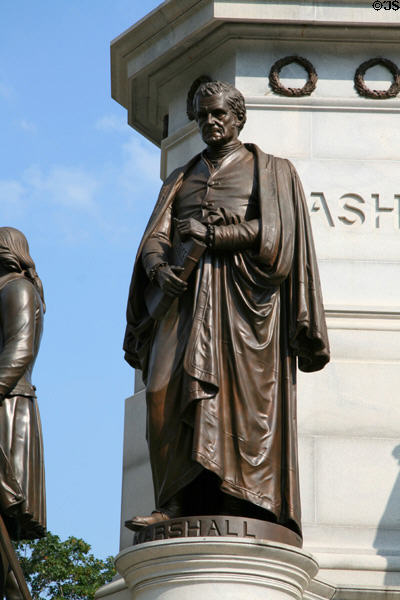 John Marshall (justice) statue on George Washington monument at Virginia State Capitol. Richmond, VA.