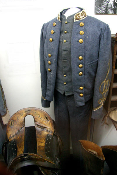 Uniform & saddle of Confederate Major General J.E.B. Stuart at Museum of the Confederacy. Richmond, VA.