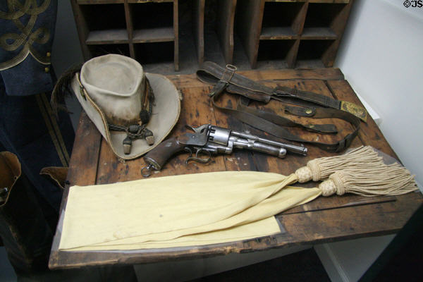 Hat, belt, revolver & sash of Gen. J.E.B. Stuart at Museum of the Confederacy. Richmond, VA.
