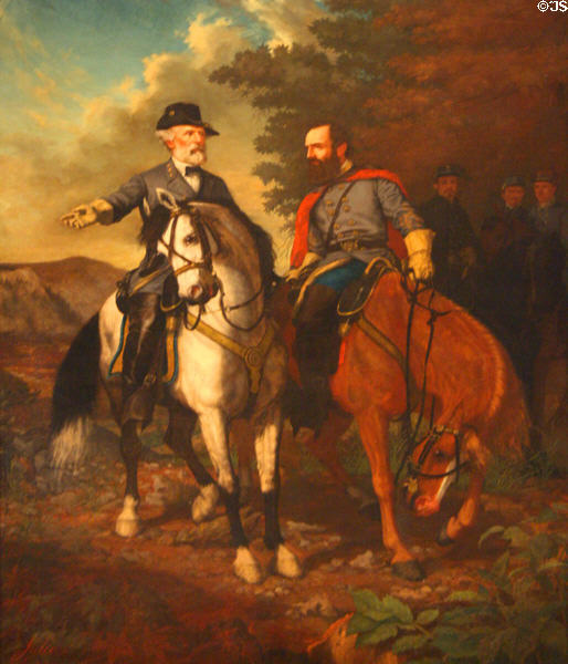 Last Meeting of R.E. Lee & Stonewall Jackson at Chancellorsville painting (1869) by Everett B.D. Julio at Museum of the Confederacy. Richmond, VA.