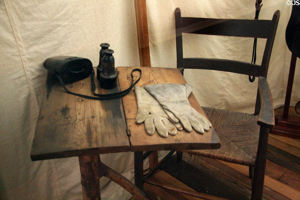 Tent, chair, folding table, gloves & field glasses owned by Gen. Robert E. Lee at Museum of the Confederacy. Richmond, VA.