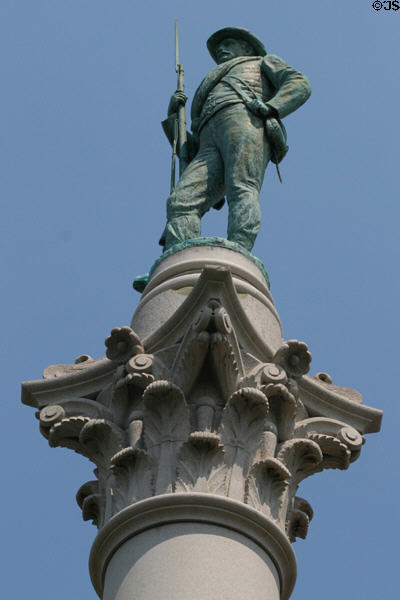 Confederate soldier statue (1894) by W.L. Sheppard atop Soldiers & Sailors Monument in Libby Hill Park. Richmond, VA.