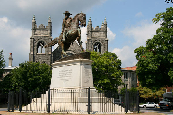 Maj. Gen. J.E.B. Stuart commander of cavalry corp of Northern Virginia monument (1906) by Fred Moynihan on Monument Ave. Richmond, VA.