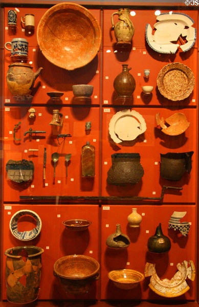 Pottery & glass chards from Virginia Archeological sites covering 1500s-1700s at Museum of Virginia History. Richmond, VA.