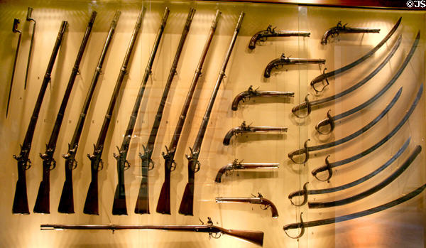 Collection of early firearms & swords made in Virginia at Museum of Virginia History. Richmond, VA.