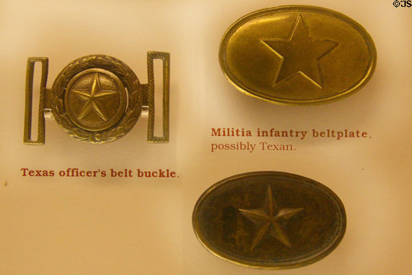 Texas Confederate beltplates at Museum of Virginia History. Richmond, VA.