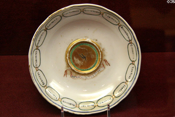 States saucer (1796) made in China owned by Martha Washington & later Mary Custis Lee in Arlington at Museum of Virginia History. Richmond, VA.
