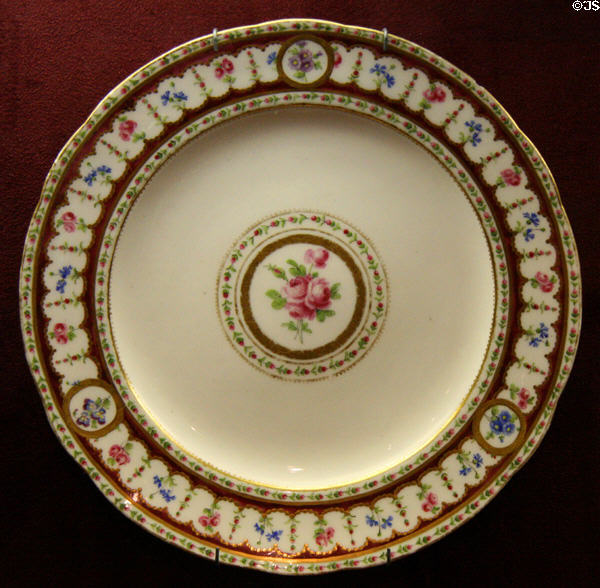 Sevres plate (1786) owned by Thomas Jefferson who was ambassador to France at the time at Museum of Virginia History. Richmond, VA.