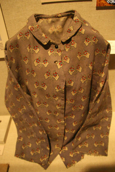 Shirt worn by nurse with crossed Confederate flags at Chimborazo Medical Museum. Richmond, VA.