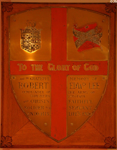 Memorial plaque dedicated to Robert E. Lee in St. Paul's Episcopal Church. Richmond, VA.