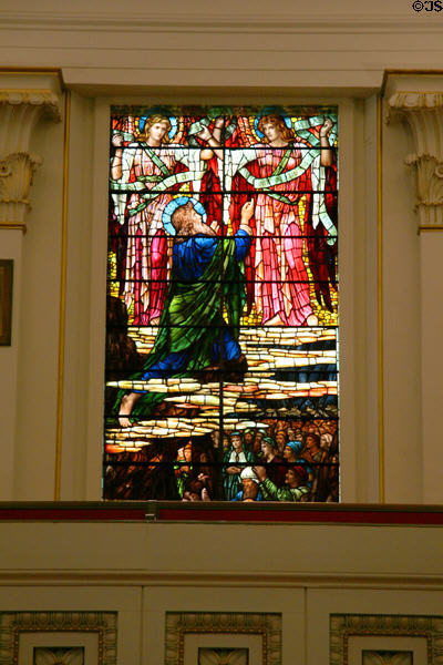 Moses on Mount Nebo in stained glass dedicated to Robert E. Lee, window (1892) by Henry Holiday in St Paul's Episcopal Church. Richmond, VA.