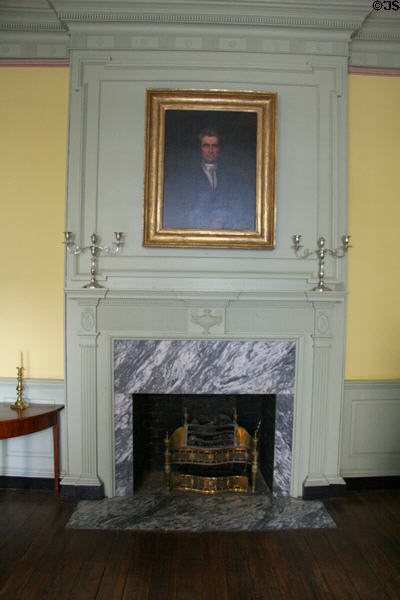 John Marshall portrait over fireplace in large dining room of John Marshall House. Richmond, VA.