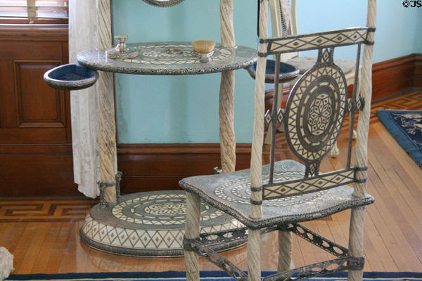 Details of dressing table with narwhal tusks & ivory inlay at Maymont Mansion. Richmond, VA.