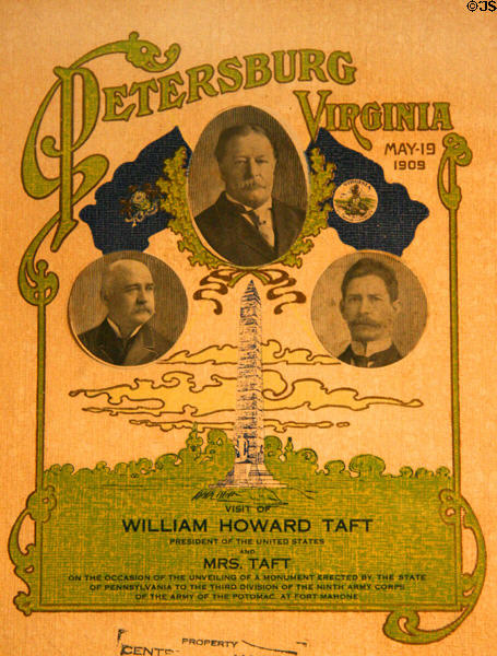 Graphic from visit of William Howard Taft to unveiling of Pennsylvania monument (May 19, 1909) at Centre Hill. Petersburg, VA.