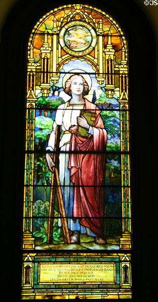 St Andrew stained glass for Alabama by Louis Comfort Tiffany at Blandford Church. Petersburg, VA.