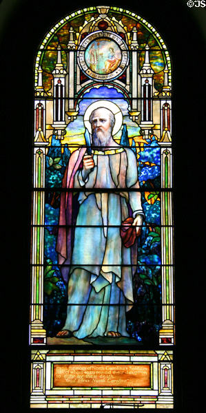 St Bartholomew stained glass for North Carolina by Louis Comfort Tiffany at Blandford Church. Petersburg, VA.