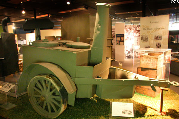 WWI rolling field kitchen at U.S. Army Quartermaster Museum. Petersburg, VA.