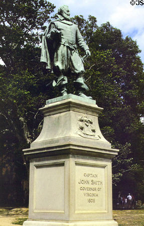 Statue of Captain James South, Governor of Virginia (1608) in Jamestown. VA.
