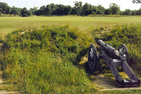 Second allied siege line looking at British lines on Yorktown Battlefield. Yorktown, VA.