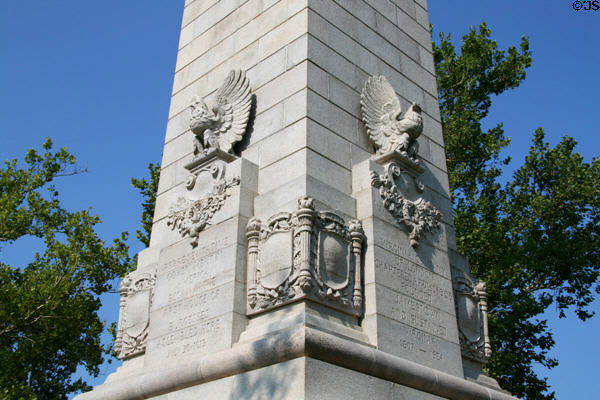 Details of base of Jamestown Tercentennial Monument (1907) at Colonial National Historic Park. Jamestown, VA.