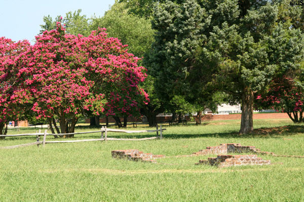 Few foundations which remain of original Jamestown settlement now preserved by Colonial National Historical Park. Jamestown, VA.
