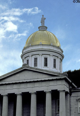 Vermont State Capitol dome with statue of Ceres. Montpelier, VT.