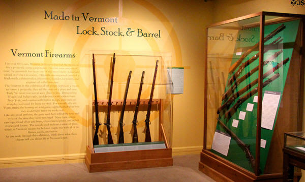 Collection of Vermont-made firearms at Bennington Museum. Bennington, VT.