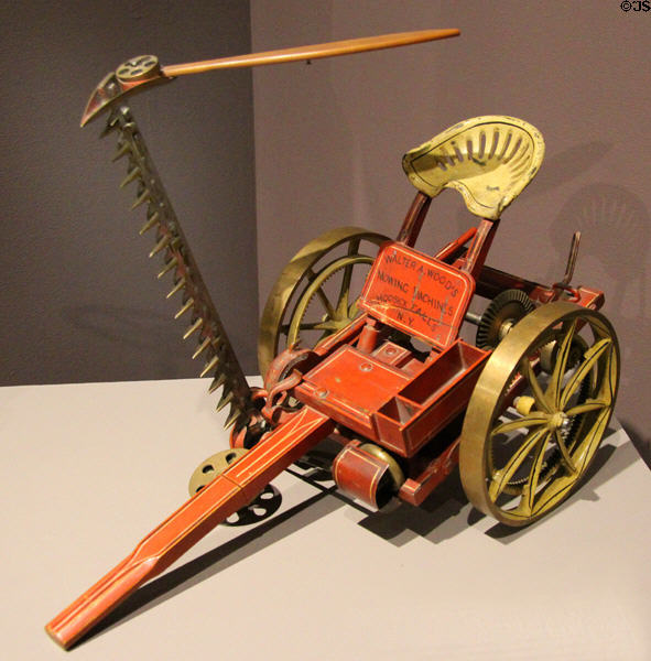 Salesman sample of mowing machine (c1880) by Walter A. Wood's Mowing & Reaping Machine Co. of Hoosick Falls, NY at Bennington Museum. Bennington, VT.