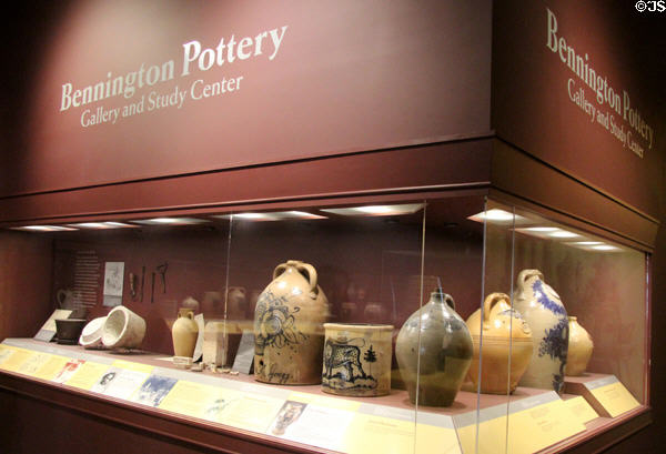 Bennington Pottery display at Bennington Museum. Bennington, VT.