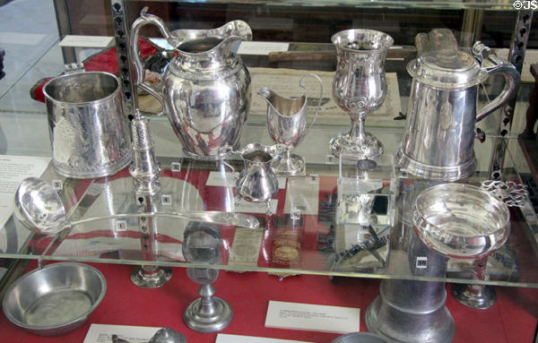 Early American silver collection at Bennington Museum. Bennington, VT.