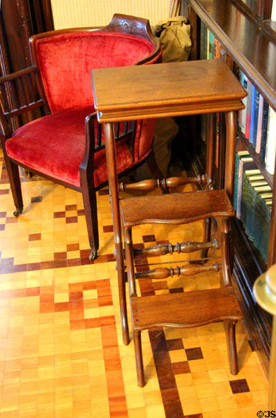 Folding library step stool / table in Governor's parlor at Park-McCullough Historic Estate. North Bennington, VT.