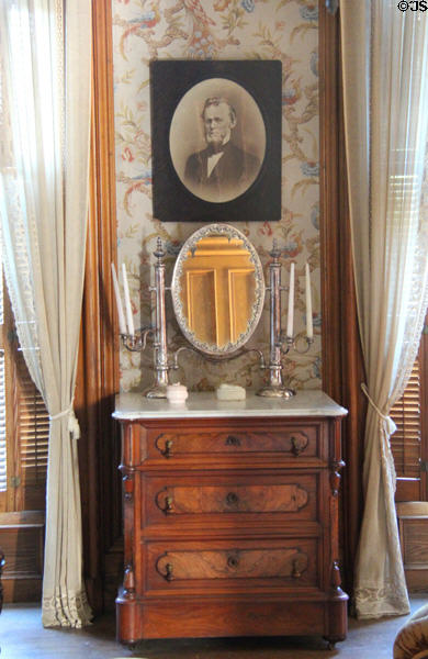 Dresser & mirror in master bedroom at Park-McCullough Historic Estate. North Bennington, VT.