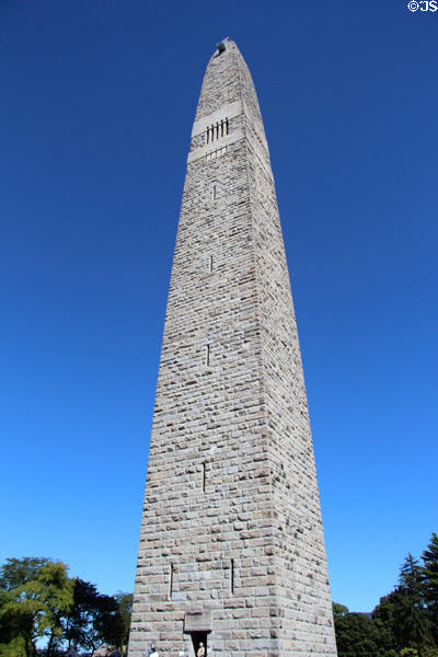 Bennington Monument (1880s) marks Revolutionary War Battle of Bennington (Aug. 16, 1777) wherein British General Burgoyne's troops tried to take food & weapons stores of American colonists to restock his own troops. Bennington, VT.