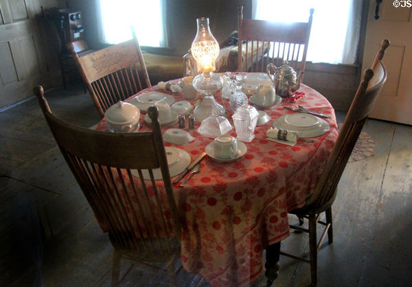 Kitchen table in Coolidge Homestead at President Calvin Coolidge State Historic Park. Plymouth Notch, VT.