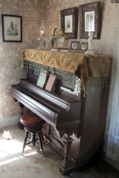 Parlor piano in Coolidge Homestead at President Calvin Coolidge State Historic Park. Plymouth Notch, VT.