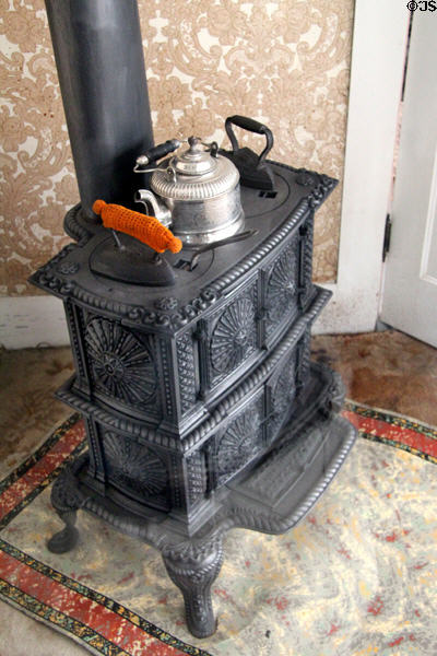 Parlor stove in Coolidge Homestead at President Calvin Coolidge State Historic Park. Plymouth Notch, VT.