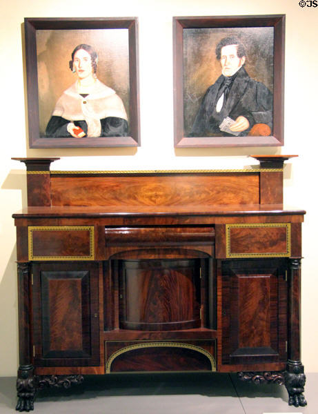 Sideboard (1828) attrib. to William H. Livingston of Burlington, VT under portraits at Vermont History Center. Barre, VT.