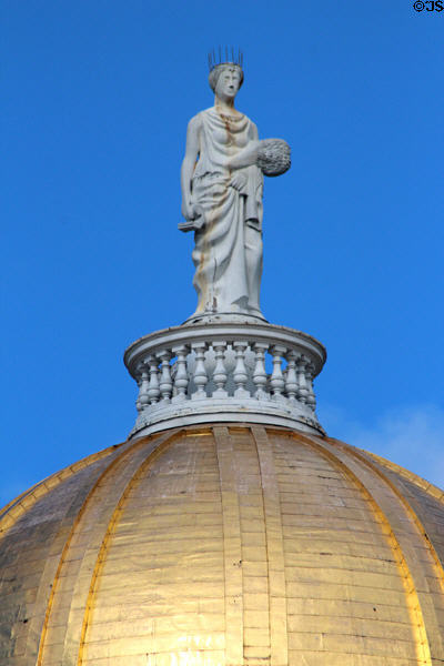 Statue of Roman goddess Ceres (aka Agriculture) (1938) by Dwight Dwinell based on original by Larkin Goldsmith Mead atop Vermont State House. Montpelier, VT.
