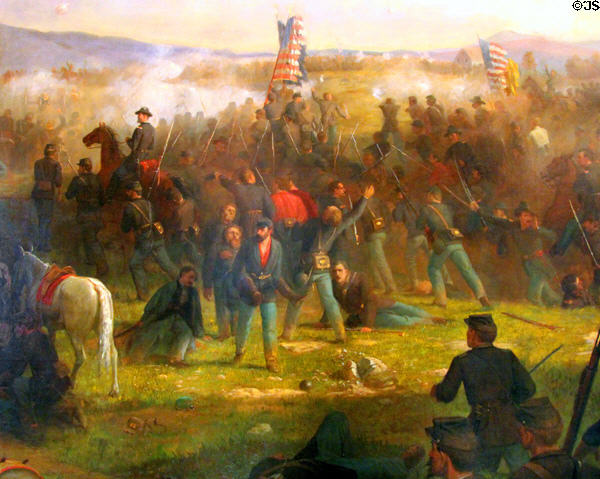 Detail of First Vermont Brigade at Battle of Cedar Creek painting at Vermont State House. Montpelier, VT.