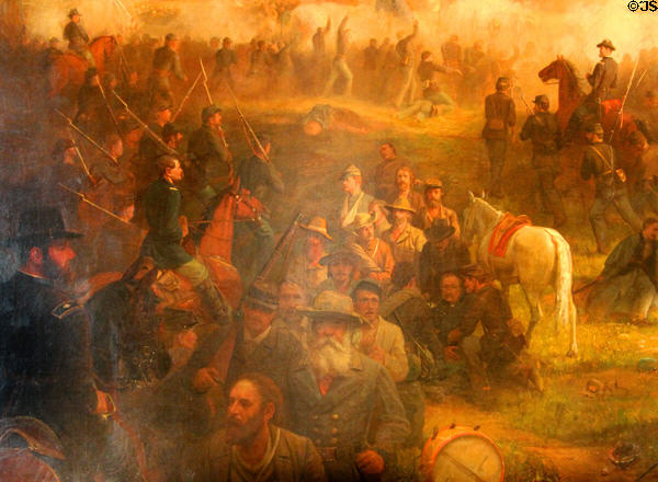 Detail of First Vermont Brigade at Battle of Cedar Creek painting in reception room at Vermont State House. Montpelier, VT.
