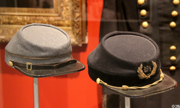 Vermont Civil War Caps (gray until Spring 1862 & blue after that) at Vermont History Museum. Montpelier, VT.