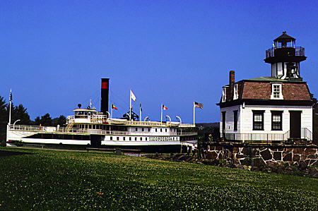 SS Ticonderoga & lighthouse at Shelburne Museum. VT.